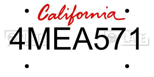 4MEA571 California License Plate