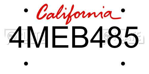 4MEB485 California License Plate