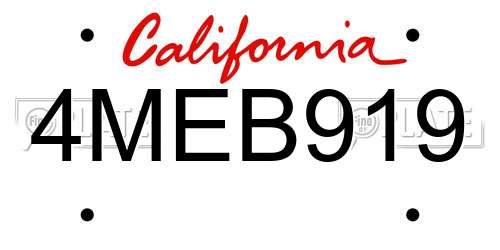 4MEB919 California License Plate