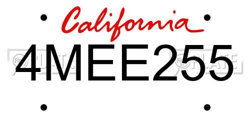4MEE255 California License Plate