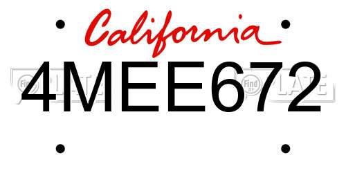 4MEE672 California License Plate