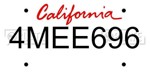 4MEE696 California License Plate