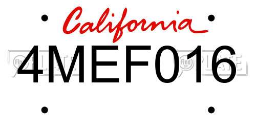 4MEF016 California License Plate