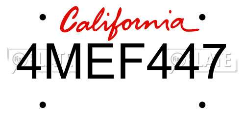 4MEF447 California License Plate