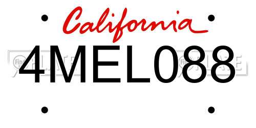 4MEL088 California License Plate