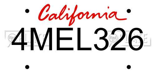 4MEL326 California License Plate
