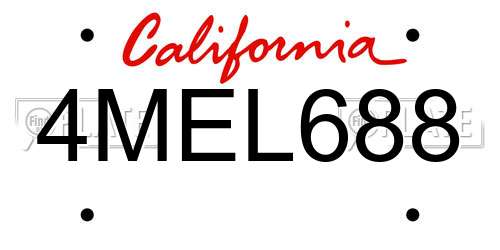 4MEL688 California License Plate