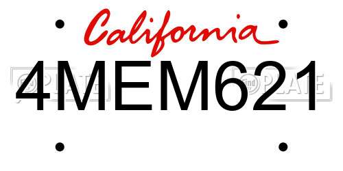 4MEM621 California License Plate