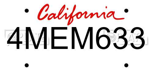 4MEM633 California License Plate