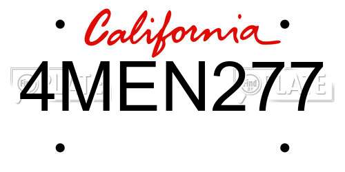 4MEN277 California License Plate