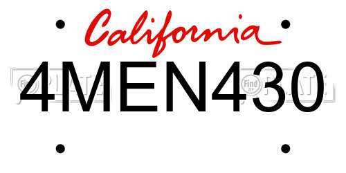 4MEN430 California License Plate