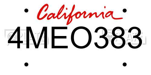 4MEO383 California License Plate