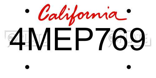 4MEP769 California License Plate