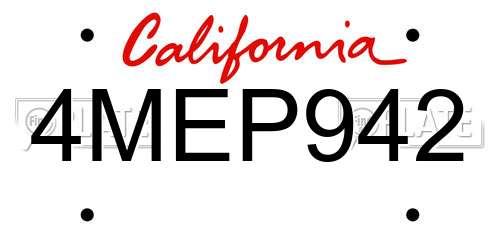 4MEP942 California License Plate