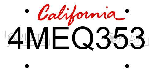 4MEQ353 California License Plate