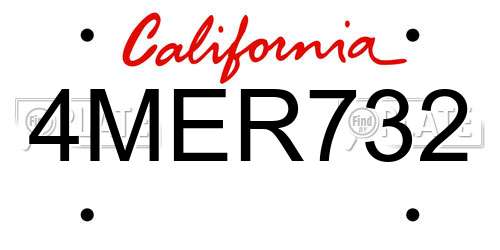 4MER732 California License Plate