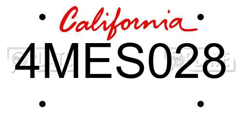 4MES028 California License Plate