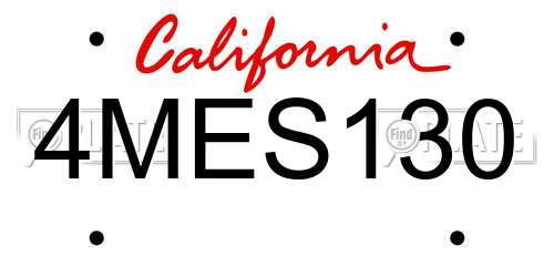 4MES130 California License Plate