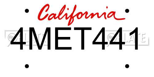 4MET441 California License Plate