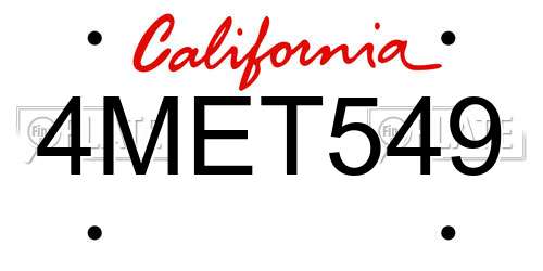 4MET549 California License Plate
