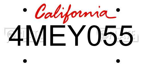 4MEY055 California License Plate