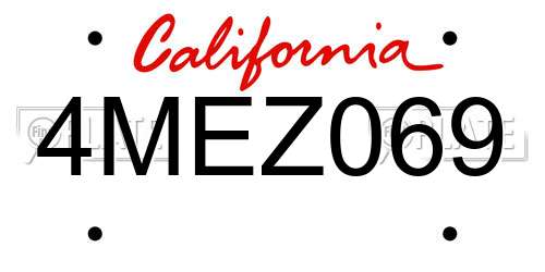 4MEZ069 California License Plate