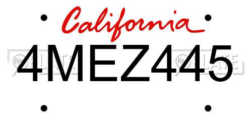 4MEZ445 California License Plate