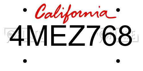 4MEZ768 California License Plate