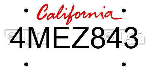 4MEZ843 California License Plate
