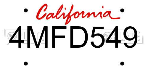 4MFD549 California License Plate