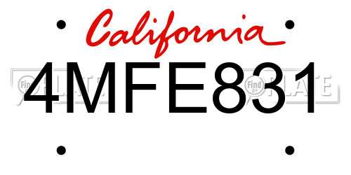 4MFE831 California License Plate