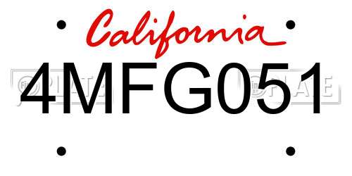4MFG051 California License Plate