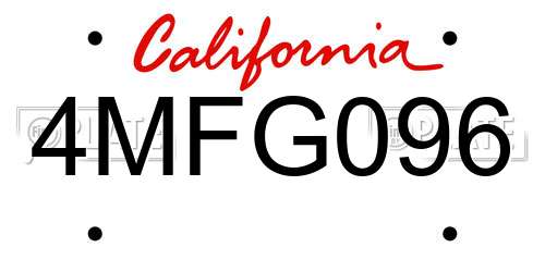 4MFG096 California License Plate