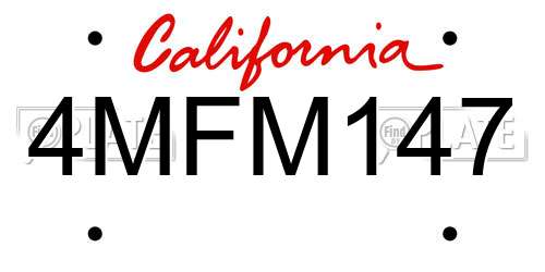 4MFM147 California License Plate