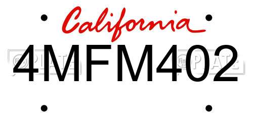 4MFM402 California License Plate