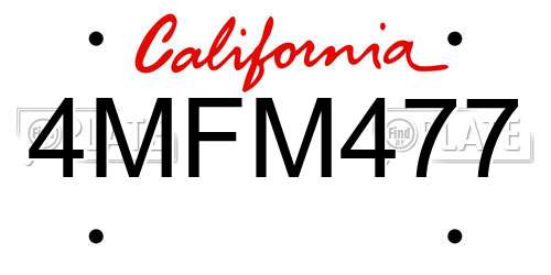 4MFM477 California License Plate