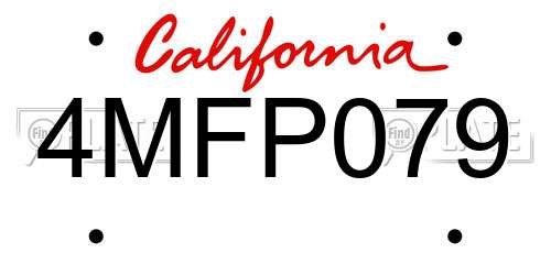 4MFP079 California License Plate
