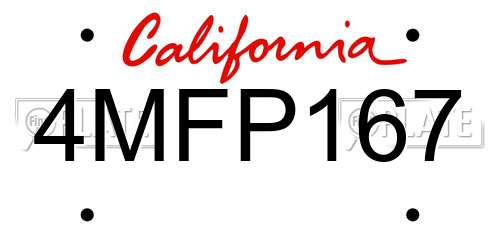 4MFP167 California License Plate
