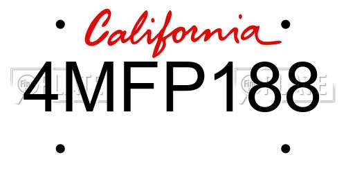 4MFP188 California License Plate