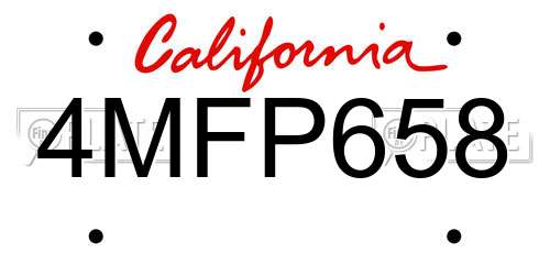 4MFP658 California License Plate