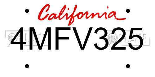 4MFV325 California License Plate