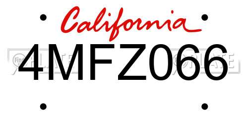 4MFZ066 California License Plate