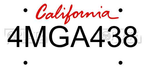 4MGA438 California License Plate