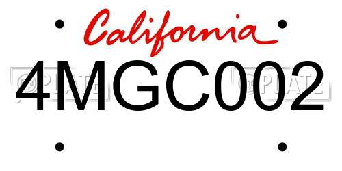 4MGC002 California License Plate