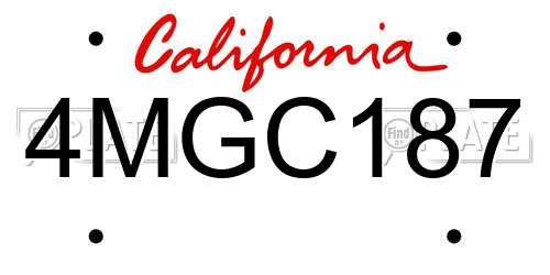 4MGC187 California License Plate
