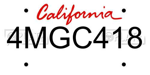 4MGC418 California License Plate