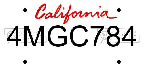 4MGC784 California License Plate
