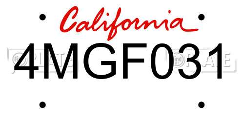 4MGF031 California License Plate