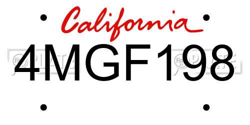 4MGF198 California License Plate