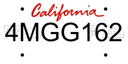 4MGG162 California License Plate